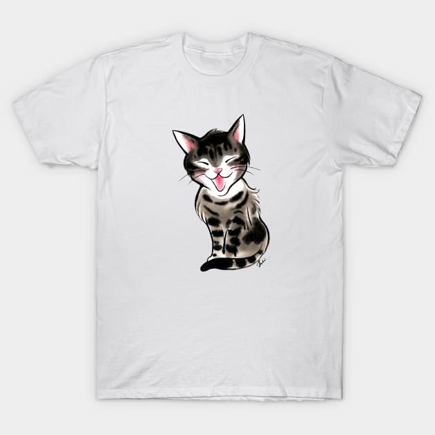 Laughing little tabby cat T-Shirt by juliewu